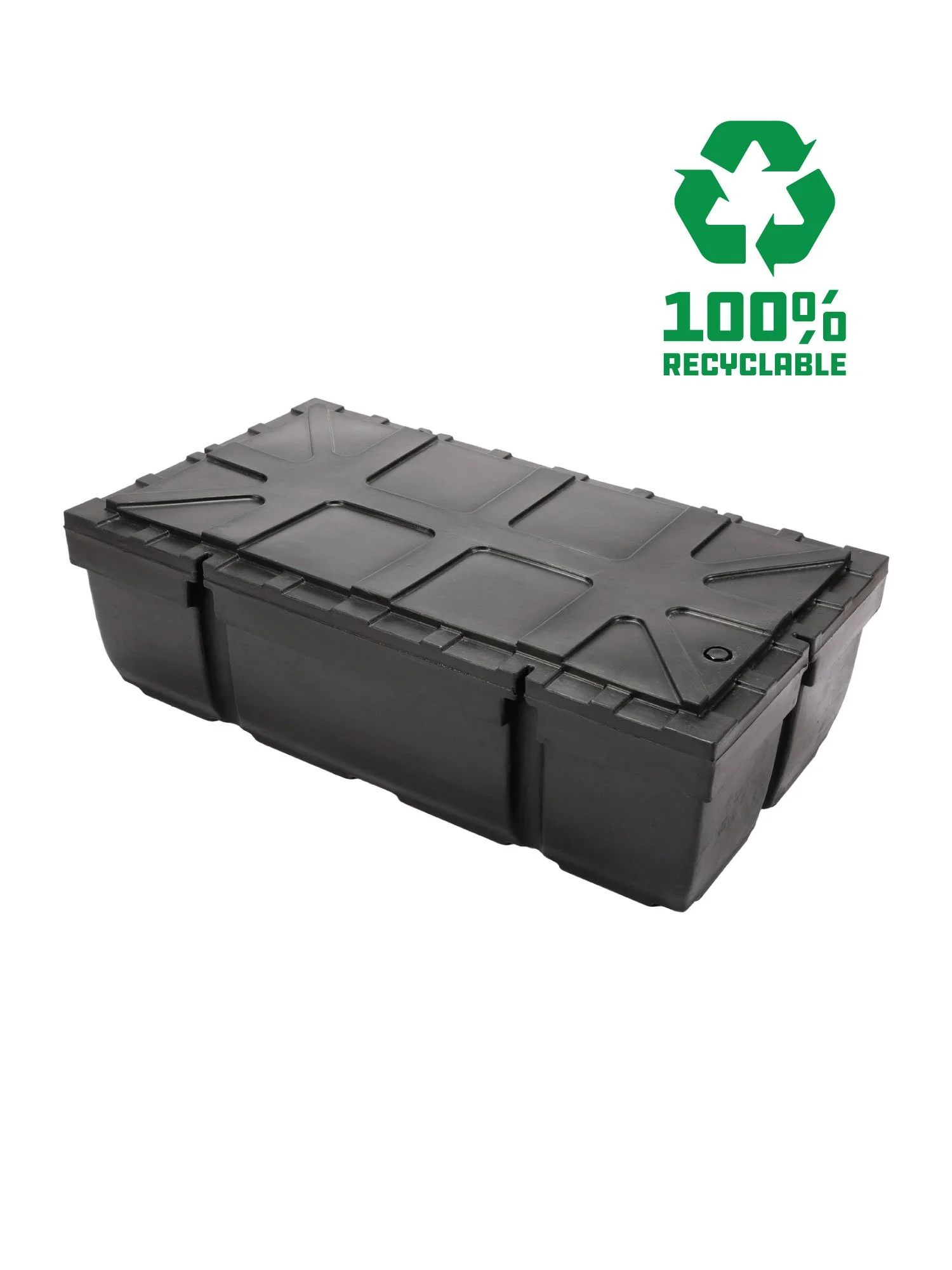 A black dock float made of recyclable plastic