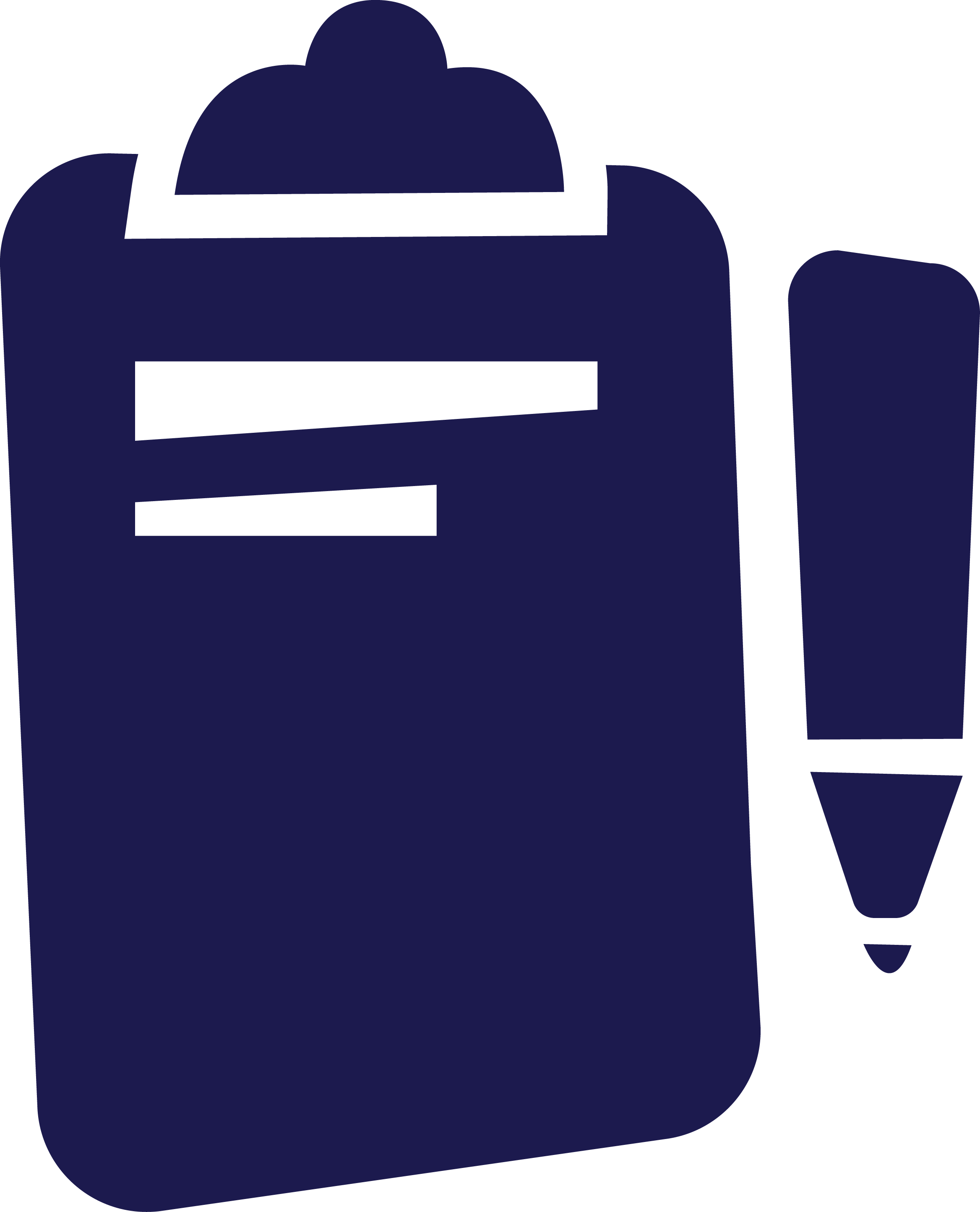 A clipboard with a pen placed next to it.