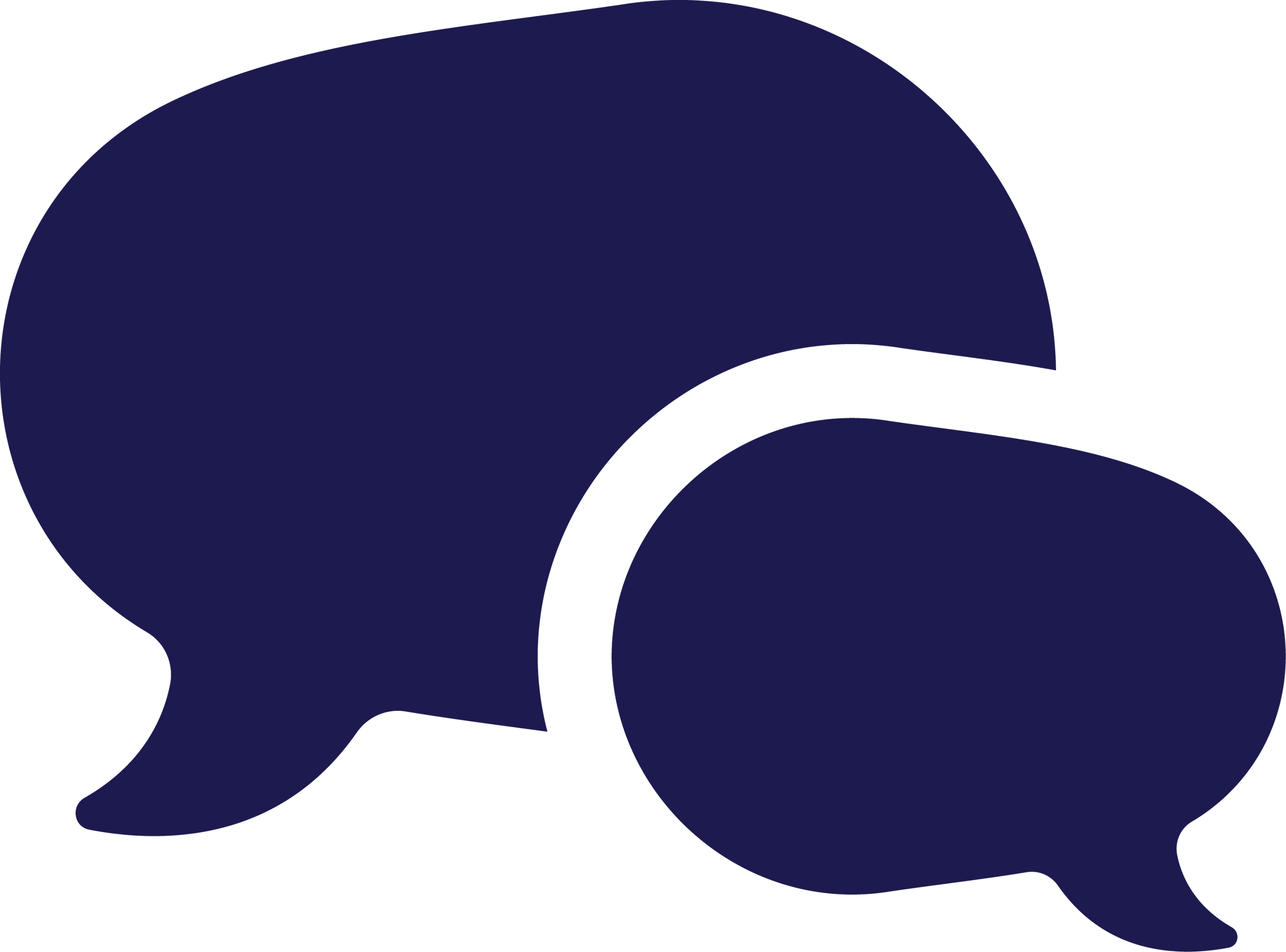 Two overlapping speech bubbles, one behind the other.