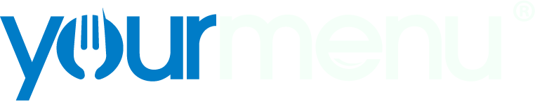 Logo of 'YourMenu' with a blue fork integrated into the letter 'Y'.