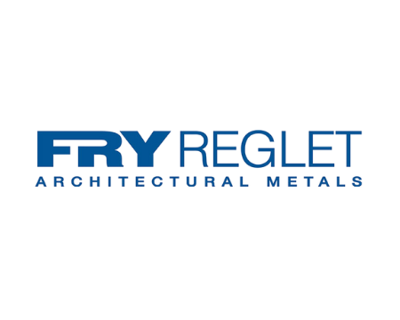 Fry Reglet Architectural Metals logo with blue text on a black background.