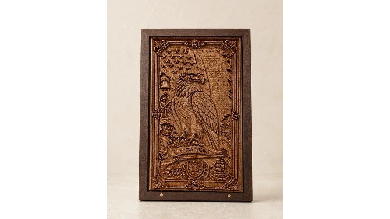 The Thirteenth Star carved oak relief by Edge Point