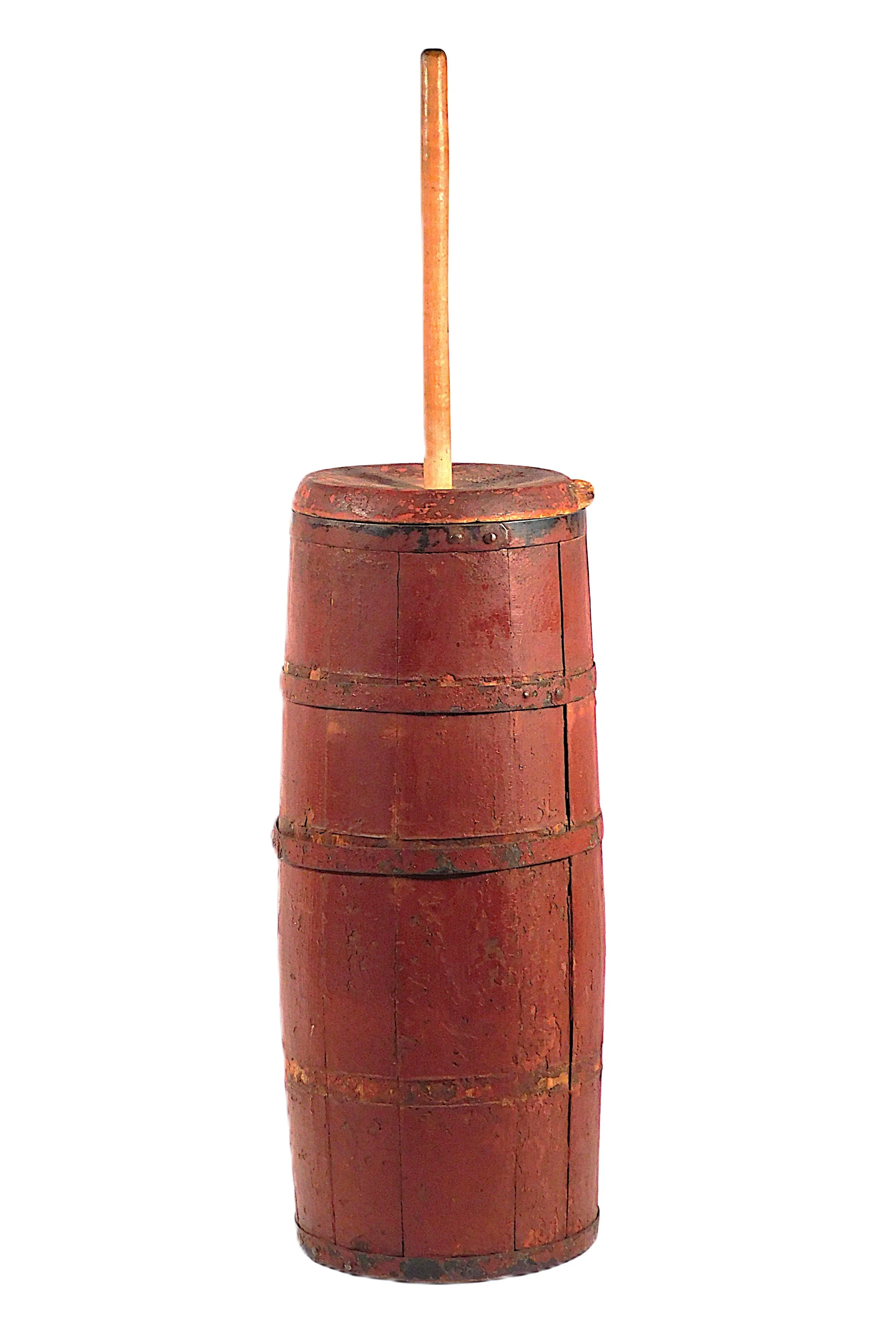 Red-Painted Thin Butter Churn