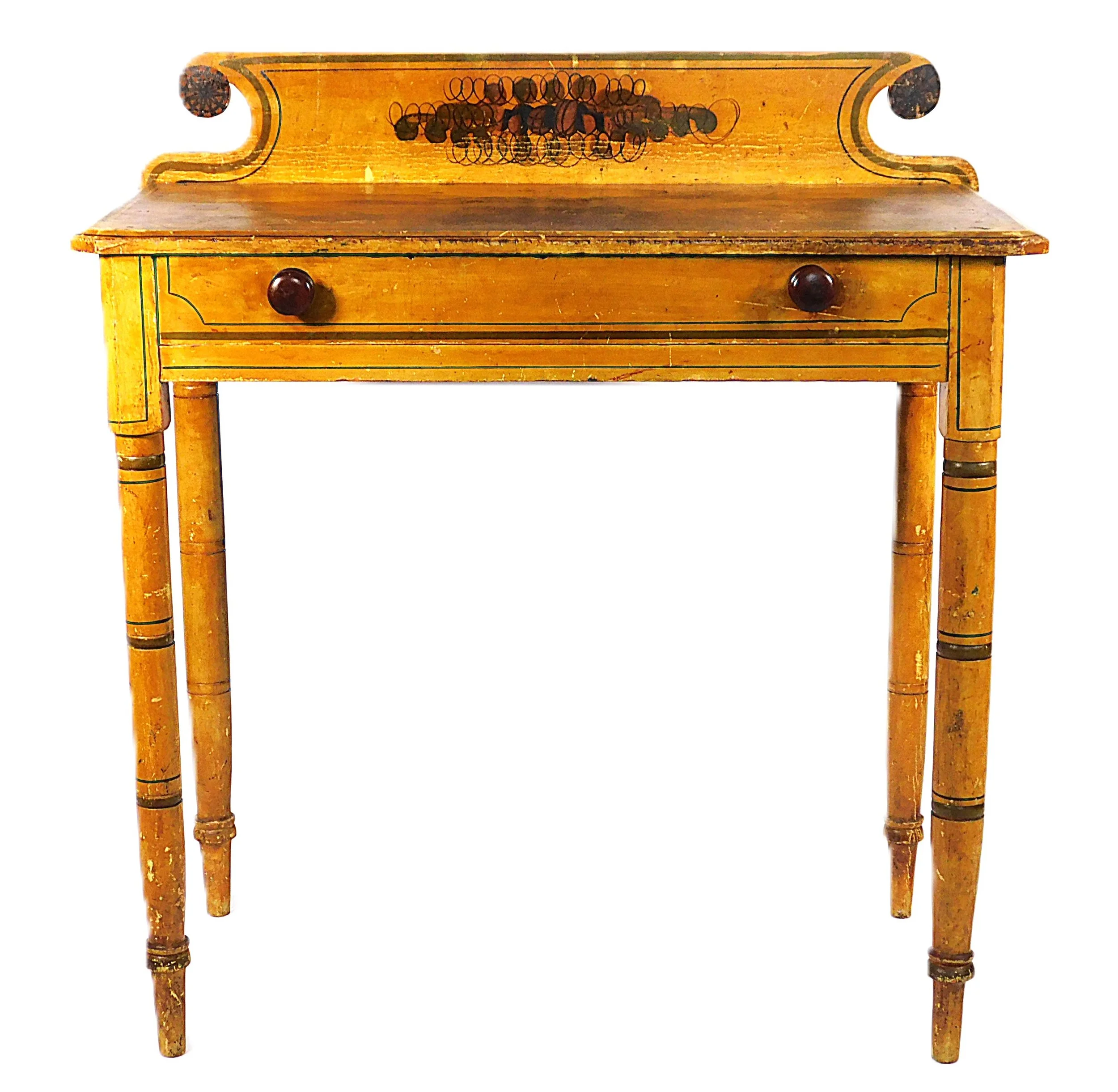 19th C. Maine Mustard Painted Dressing Table