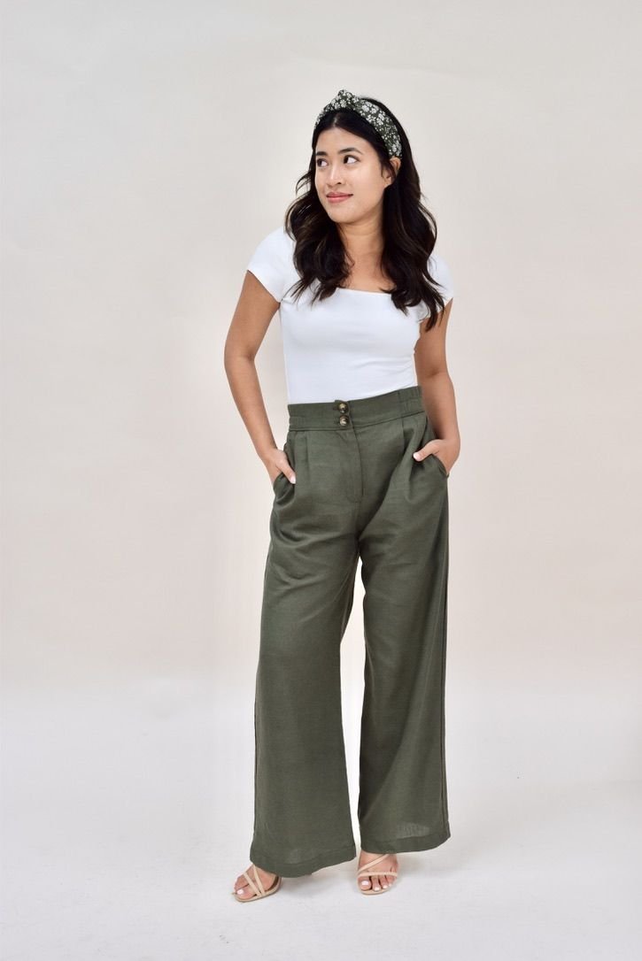 Naia High Waist Linen Pant in Olive.jpeg