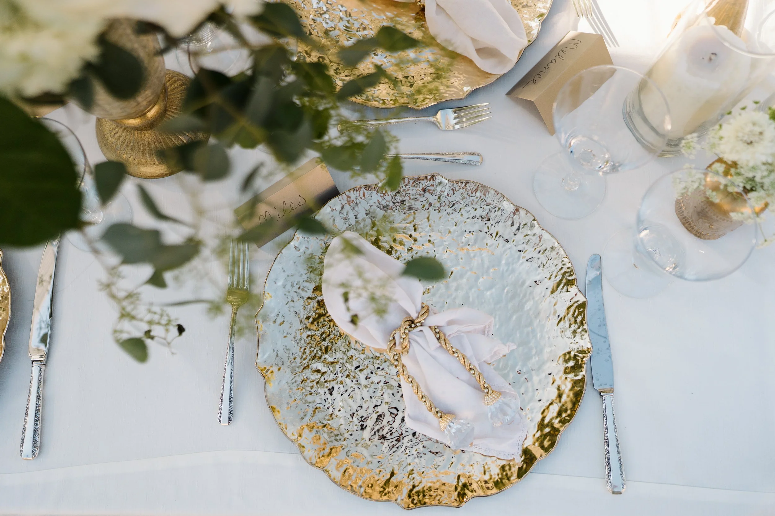 Elegant outdoor dining setup for a 50th birthday party