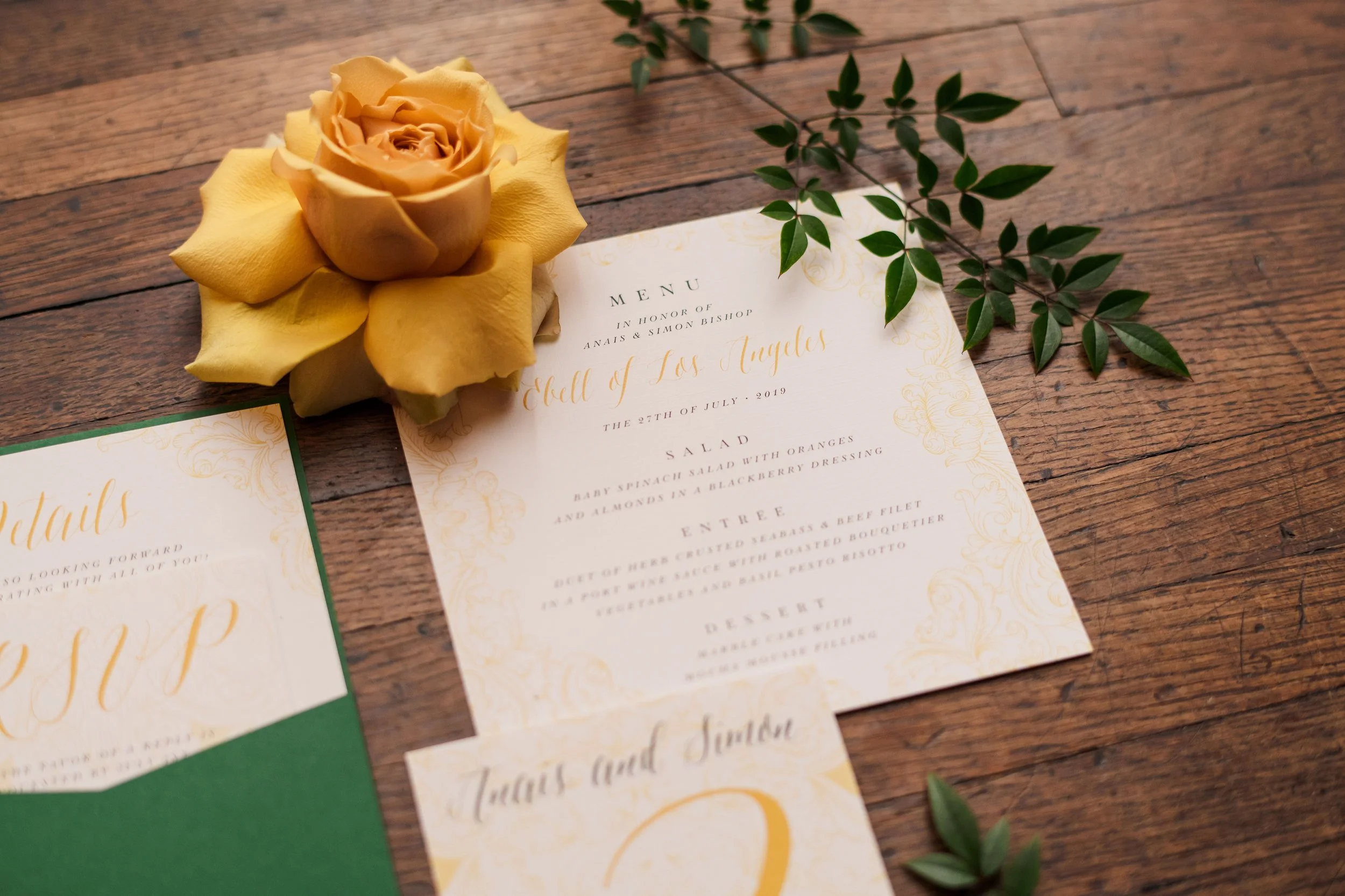 green-gold-ornate-wedding-invitation