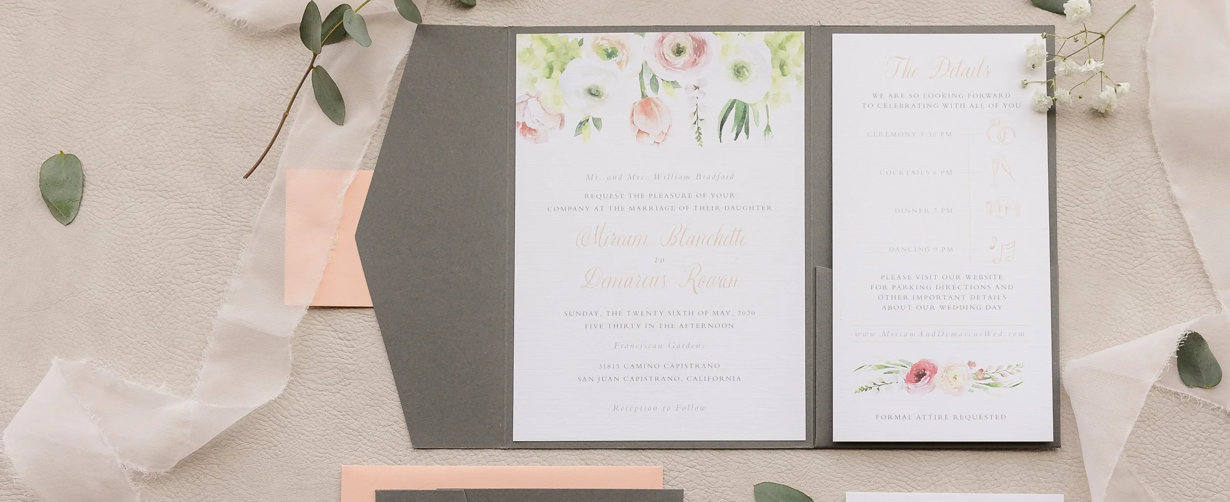 soft-coral-charcoal-delicate-floral-wedding-invitation