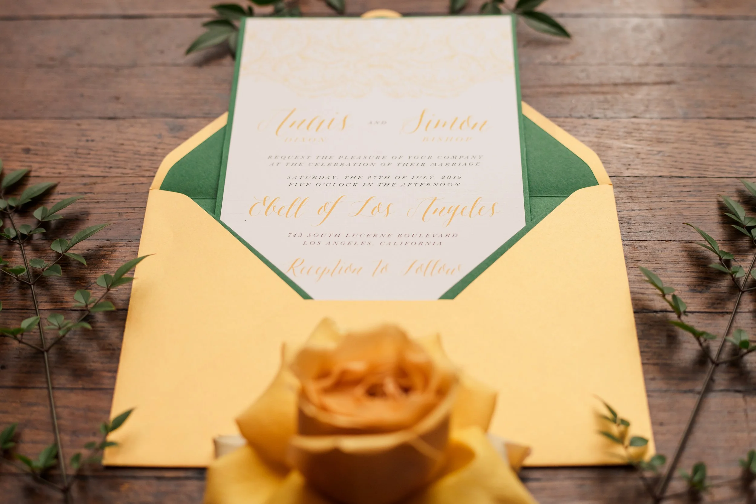green-gold-ornate-wedding-invitation