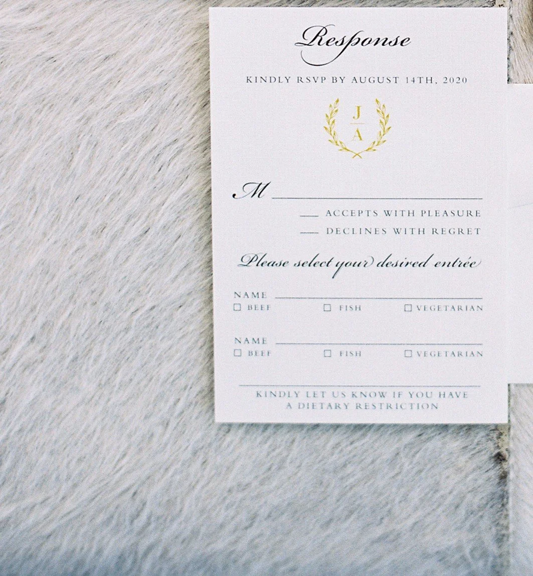 leafy-gold-monogram-black-white-wedding-invitation