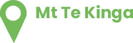 Green map marker icon next to the text 'Mt Te Kinga' in green.