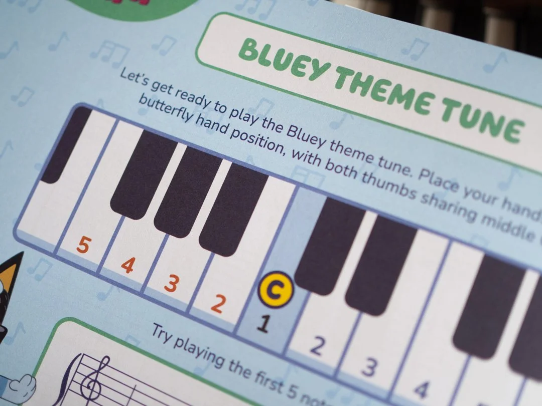 Bluey theme tune piano sheet music from Bluey First Ever Piano Book