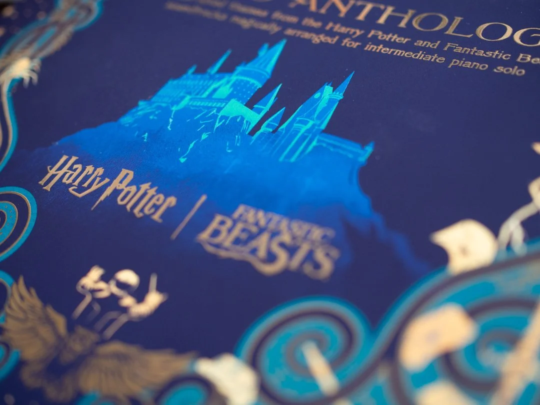 Cover artwork from The Harry Potter Piano Anthology featuring Hogwarts castle