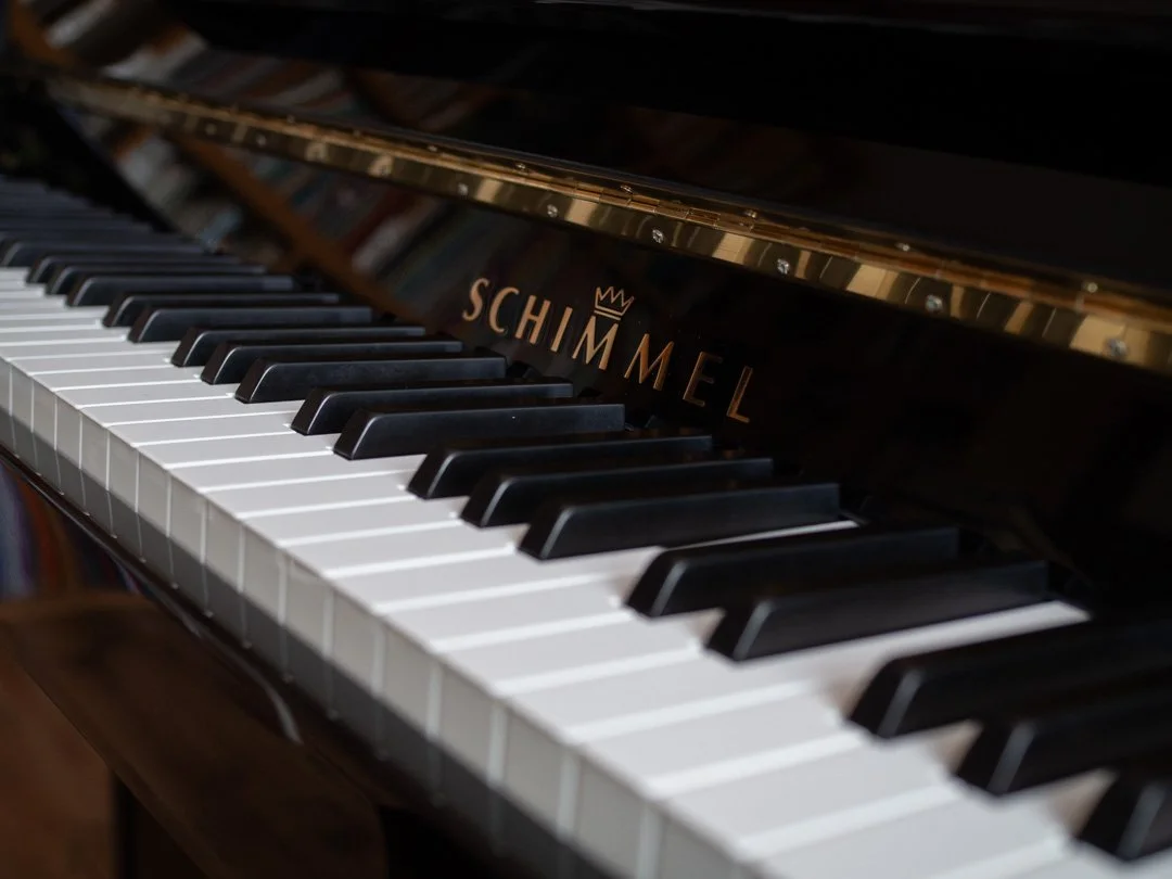eyboard of a Schimmel upright piano