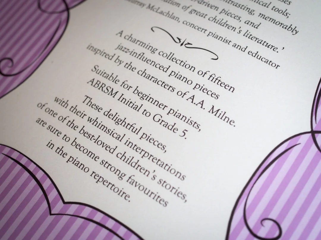 Back cover of Piano Tales for Winnie-the-Pooh piano sheet music book by Nikki Iles
