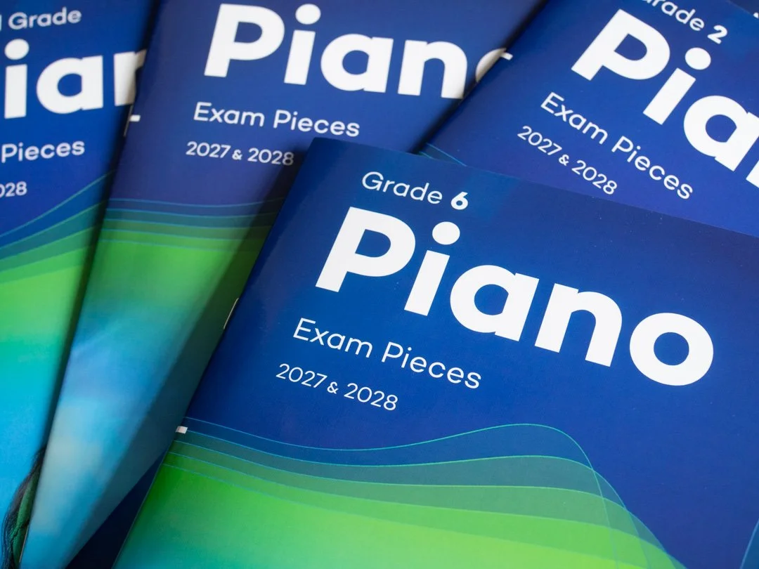 Selection of ABRSM Piano Exam Pieces book covers for the 2027-28 syllabus