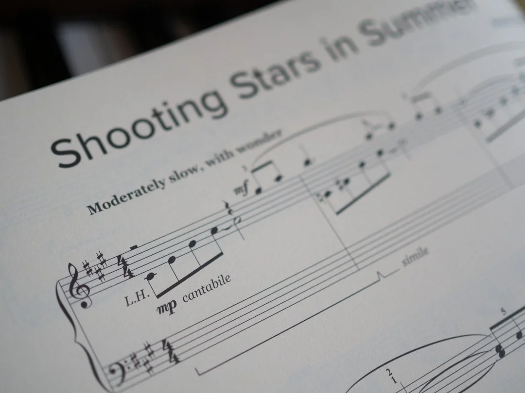 Music excerpt from “Shooting Stars in Summer” by Naoko Ikeda in The Willis Student Recital Collection