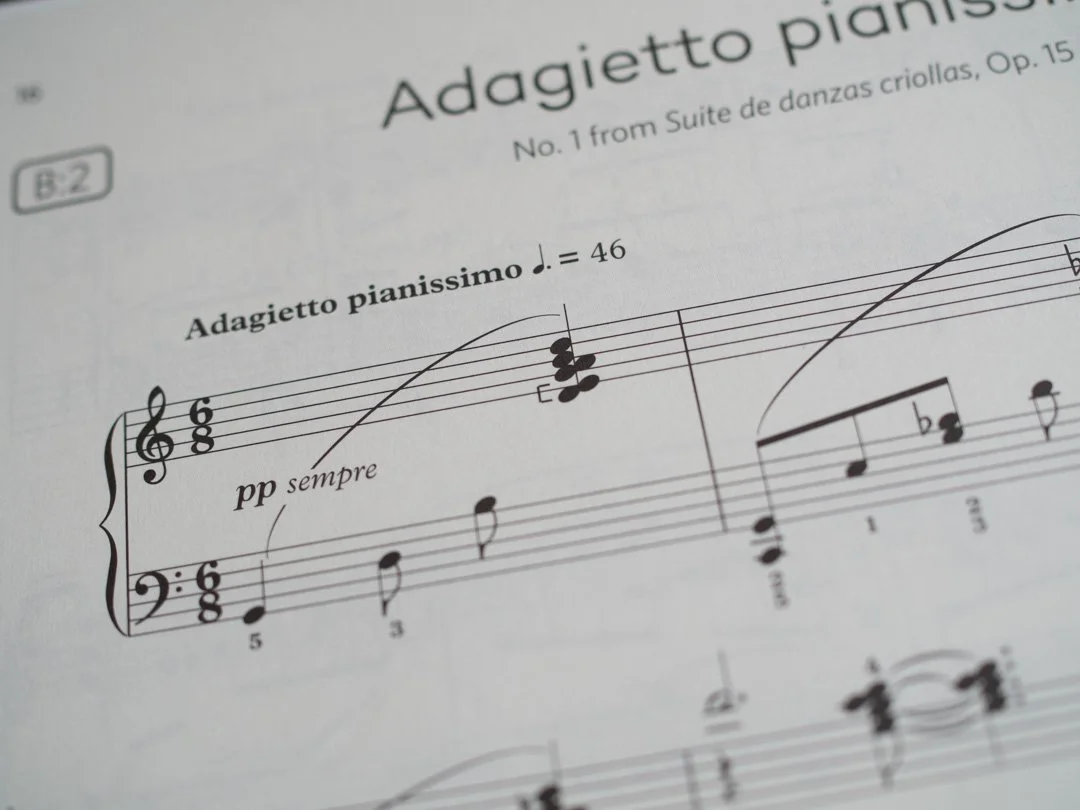 Extract from Ginastera’s Adagietto pianissimo from Suite de Danzas Criollas in the ABRSM Piano Syllabus 2025–2026