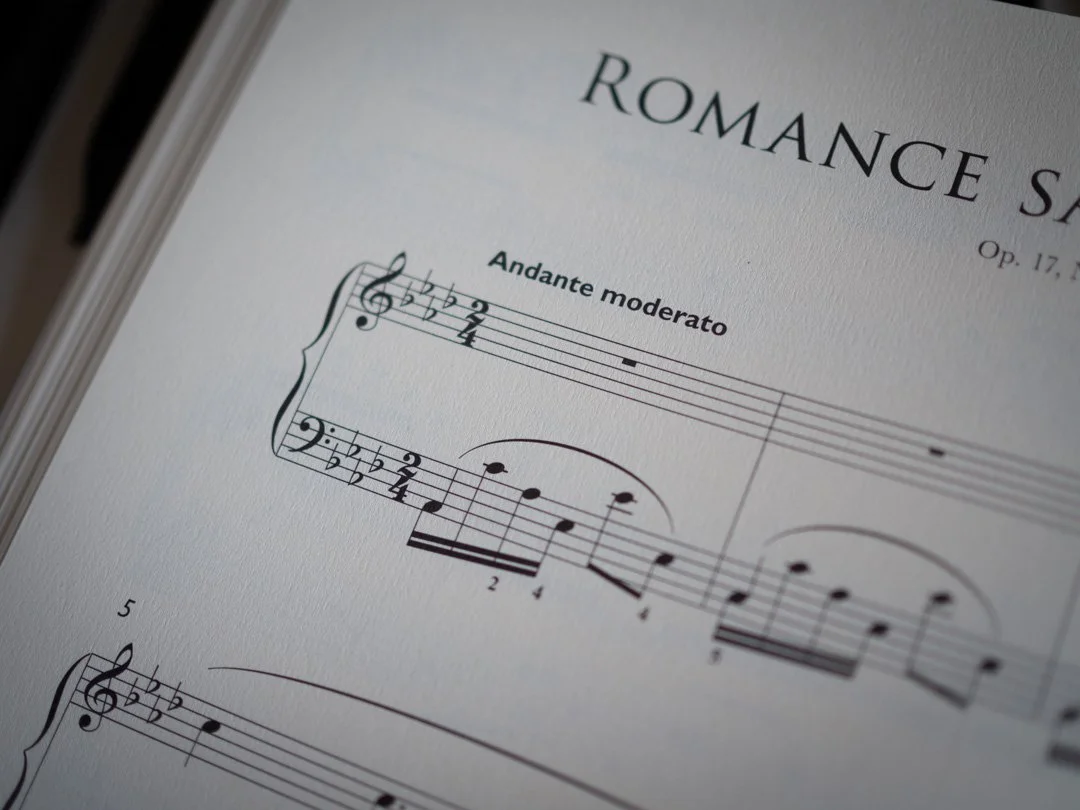 Sheet music extract from Romance Sans Paroles by Gabriel Fauré in Music We Might Have Played