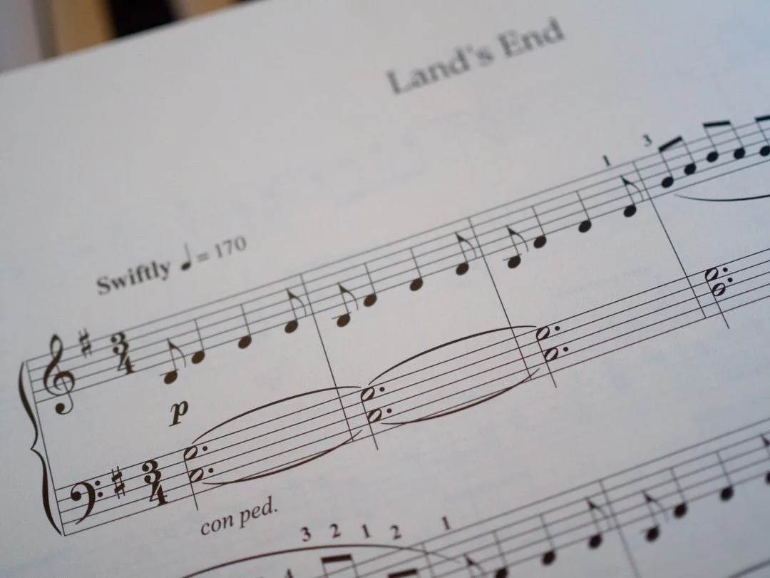 Extract from Land's End by Angeline Bell, from the piano sheet music collection My Seaside Notebook.
