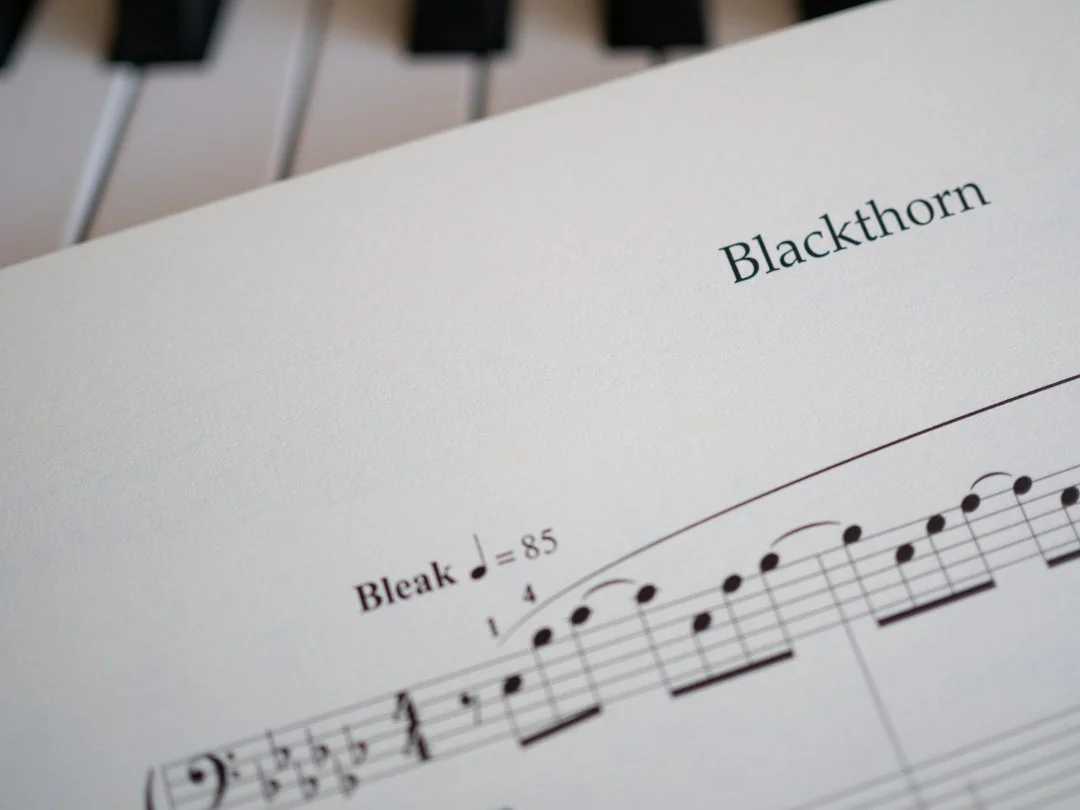 Sheet music extract of ‘Blackthorn’ from My Forest Notebook by Angeline Bell.