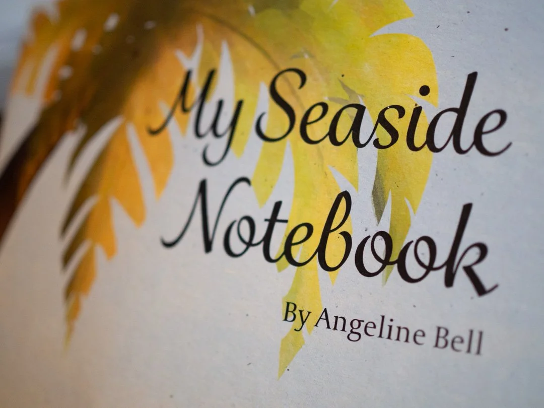 Front cover of My Seaside Notebook, a piano sheet music collection by Angeline Bell.