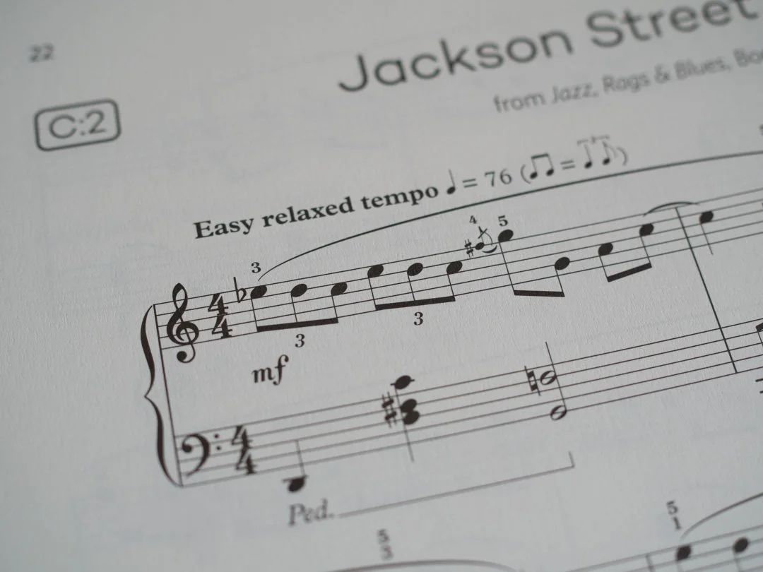 Extract from Jackson Street Blues by Martha Mier from the ABRSM Piano Syllabus 2025–2026