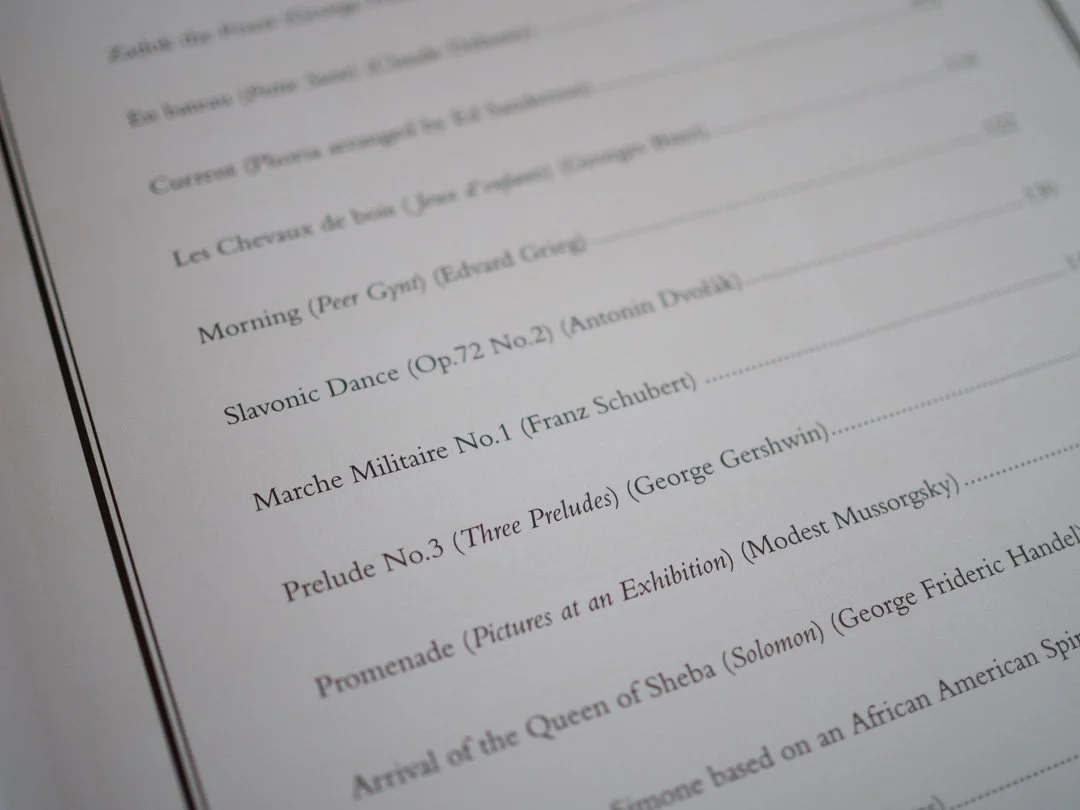 Contents page of The Faber Music Piano Duets Anthology showing included composers and pieces