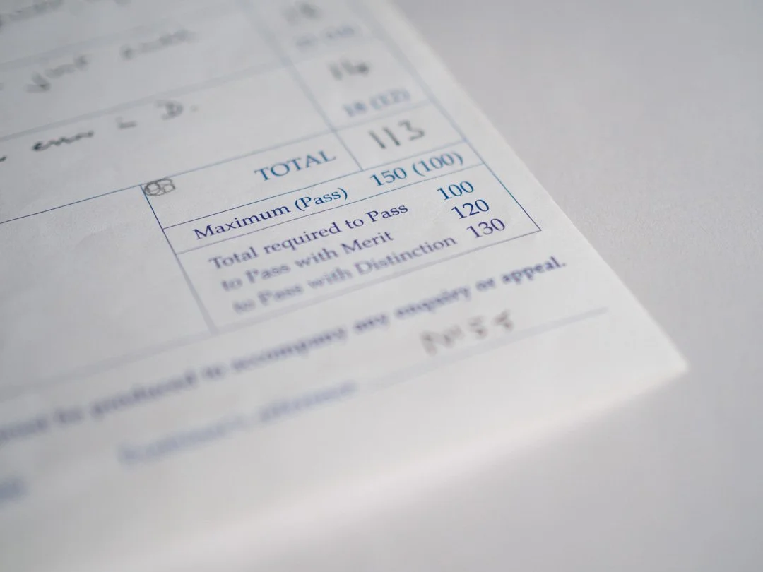 ABRSM music exam mark sheet giving total marks awarded