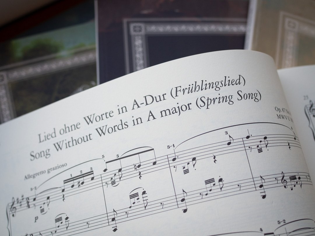 Sheet music extract of Spring Song by Mendelssohn from the Edition Peters Masterpieces for Piano series