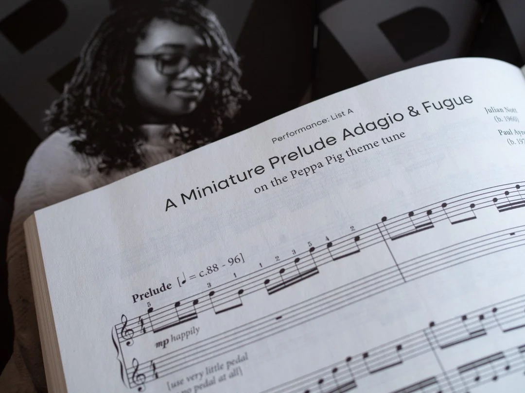 Opening of Prelude, Adagio and Fugue on the Peppa Pig theme tune by Paul Ayres from the LCME Piano syllabus