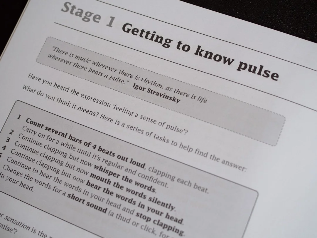 Extract from Stage 1, Getting to Know Pulse, in Play with Rhythm! by Paul Harris