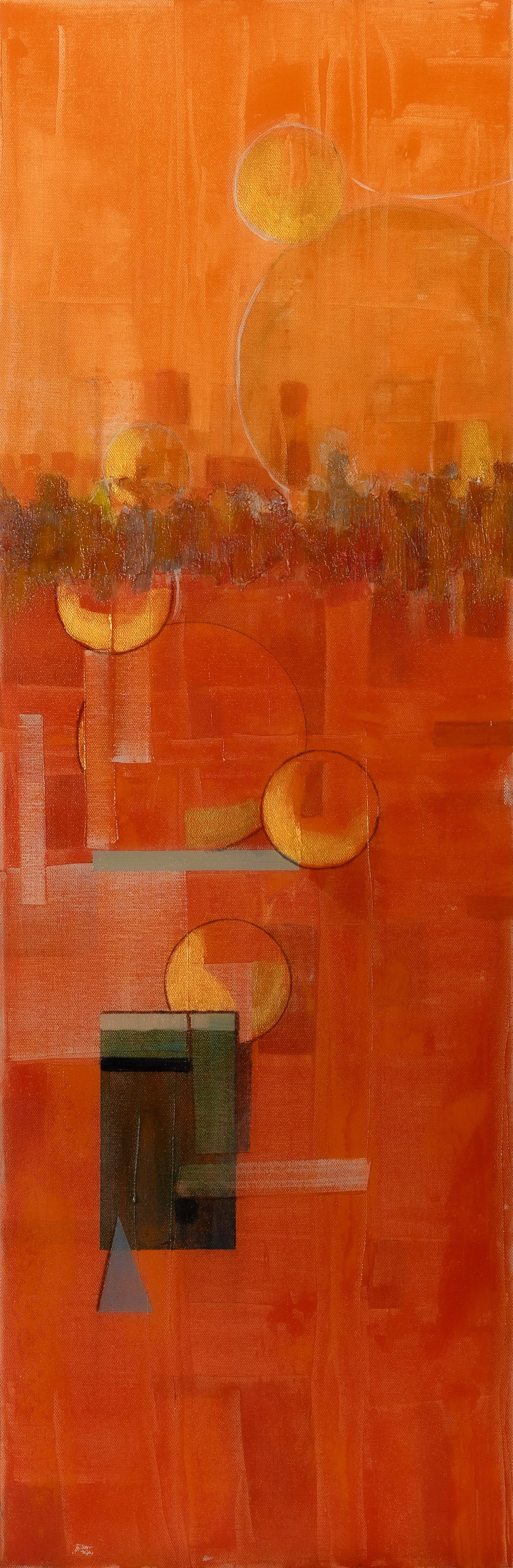 "Atomic 7" 12x36x1.5, Acrylic on Canvas, $720