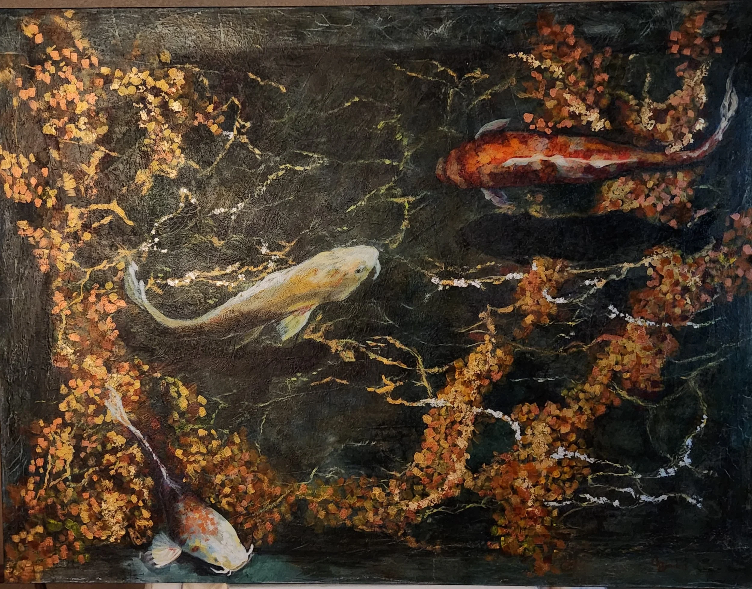 Cold Pond, Acrylic on Canvas, 30"x40"x1.5" , $2,000 
Invited - Main Street Fort Worth Arts Fest, 2026.  
Invited - North Richland Hills Pop-Up, Seasons of Change, 2025