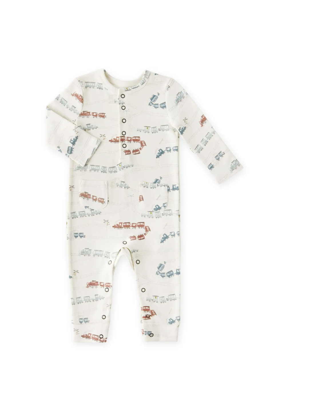 Pehr Henley Patch Pocket Romper Locomotive