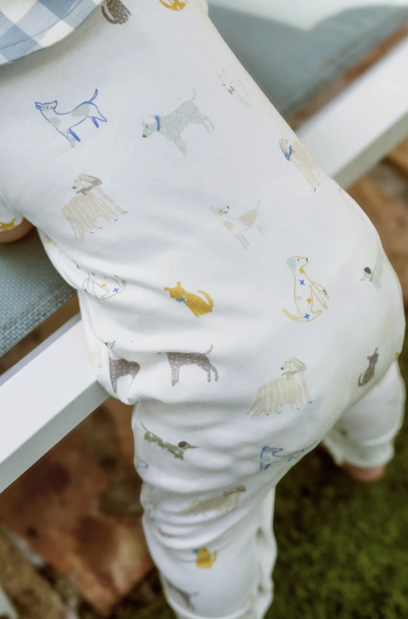 Pehr Short Sleeve Henley Romper Dog Days