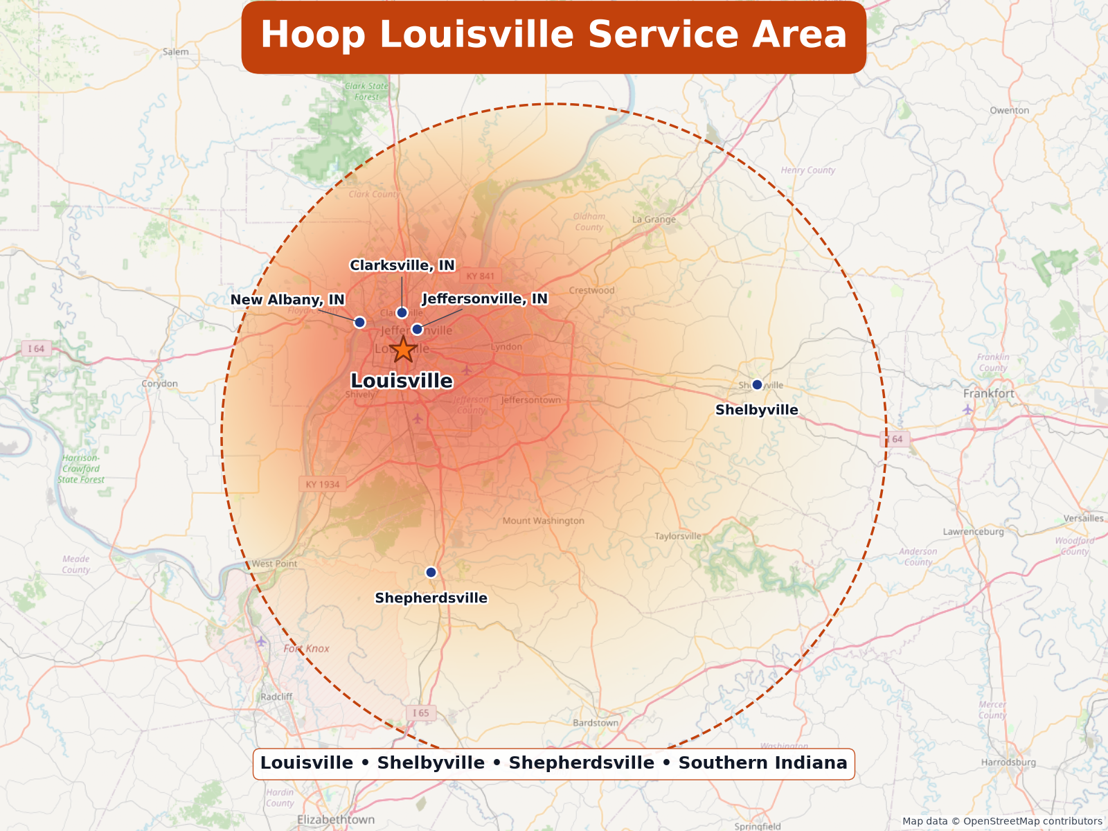 Hoop Louisville service area map
