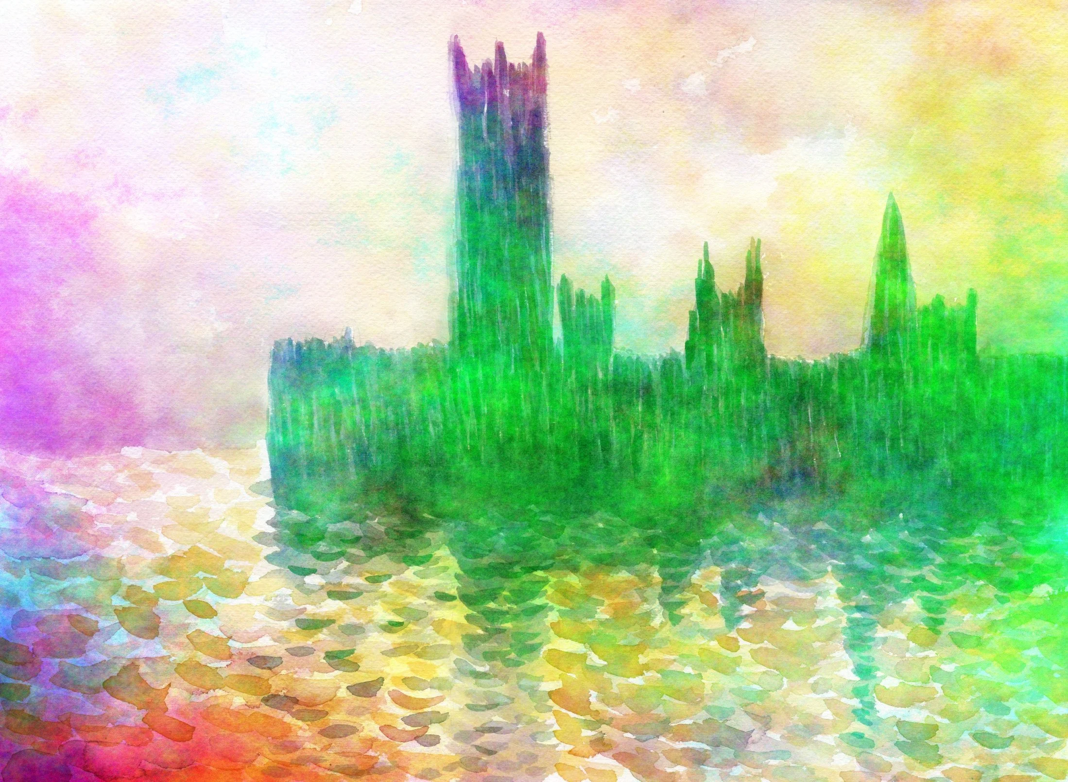 after monet painting that has been recreated and photoshopped