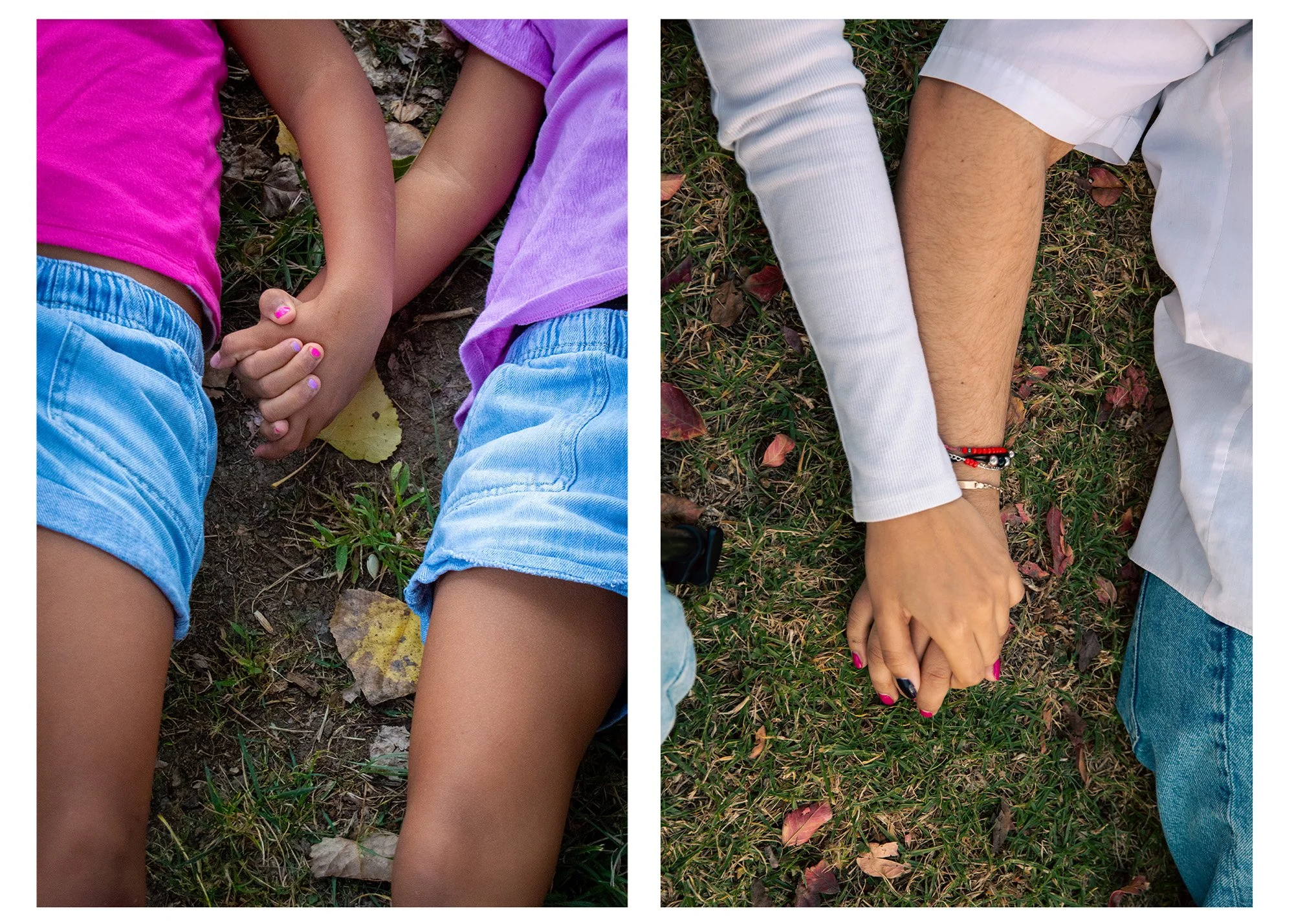 Hand in Hand , 2024, Inkjet print, 16 x 20 inches.
 
 
My older sister and I have different love languages. She’s not a fan of physical touch, while I crave it. Every hug from me gets an “ew” and my silly response: “love me!”—but I know deep down sh