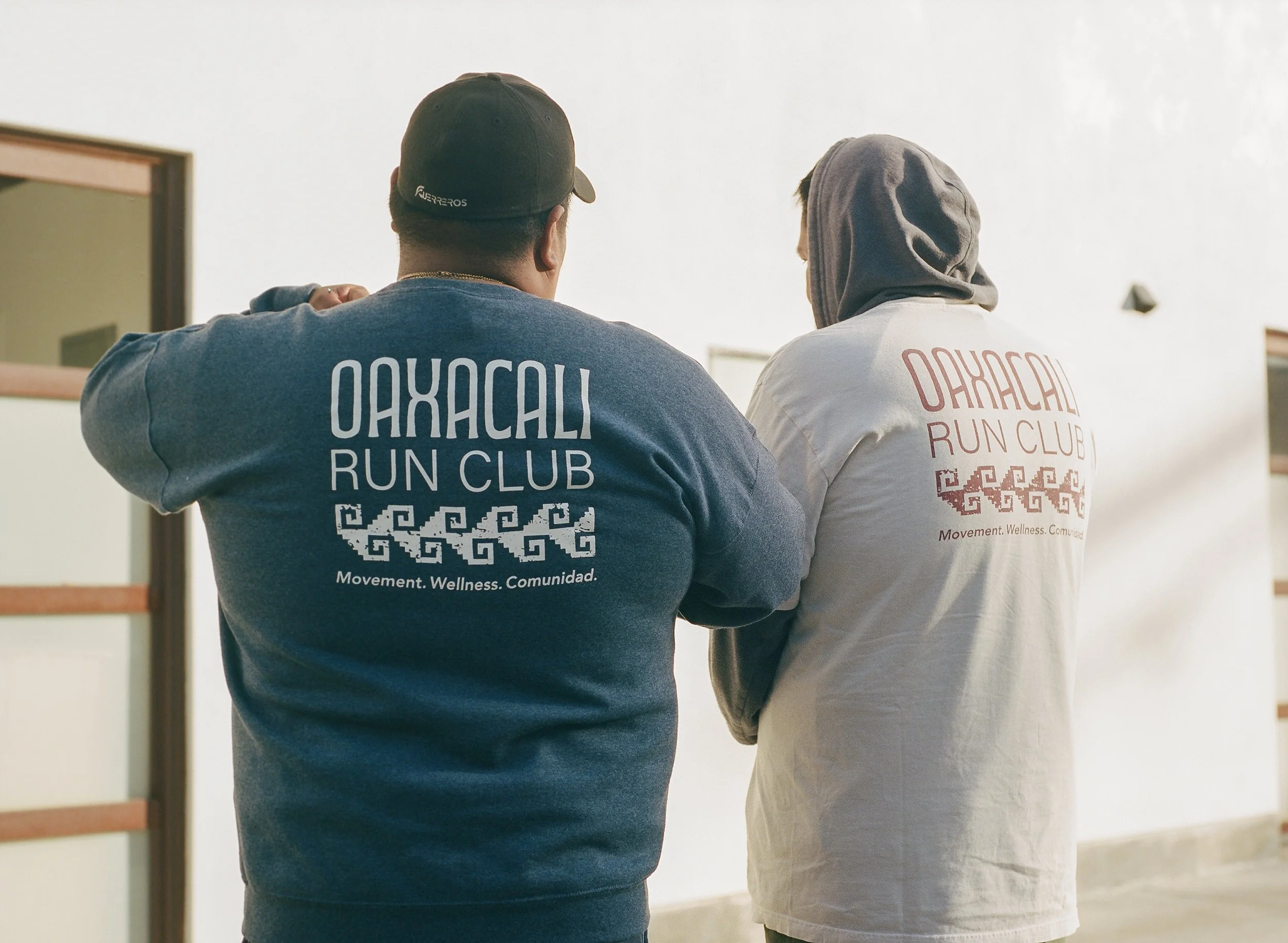  Oaxacali Run Club , 2026, Medium format film, 16x20 inches
 
 
Runners wearing their Oaxacali run club merch prepare for a 5k run. 