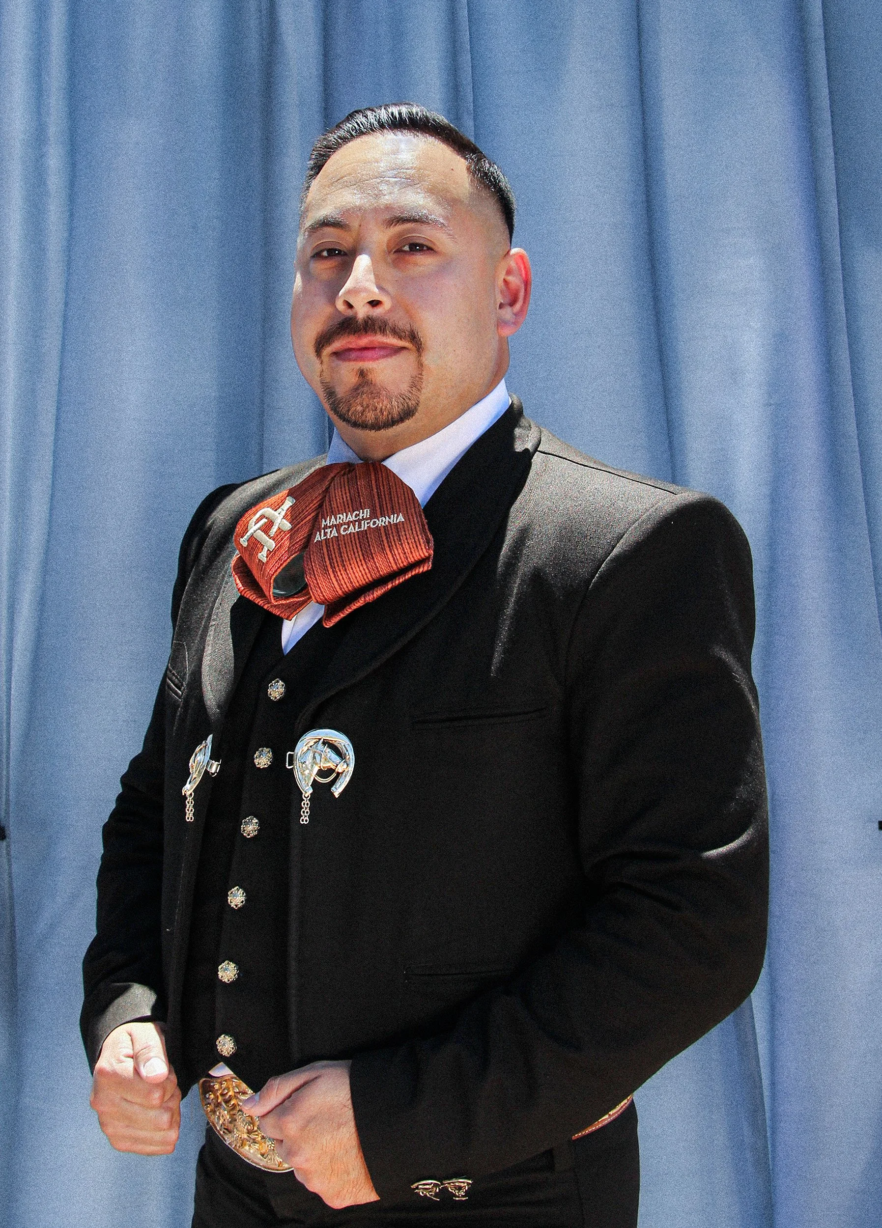 Abraham Sanchez, 2026
 
27½ x 19¾ inches 
 
 
First-generation mariachi musician. Member of Mariachi Alta California.