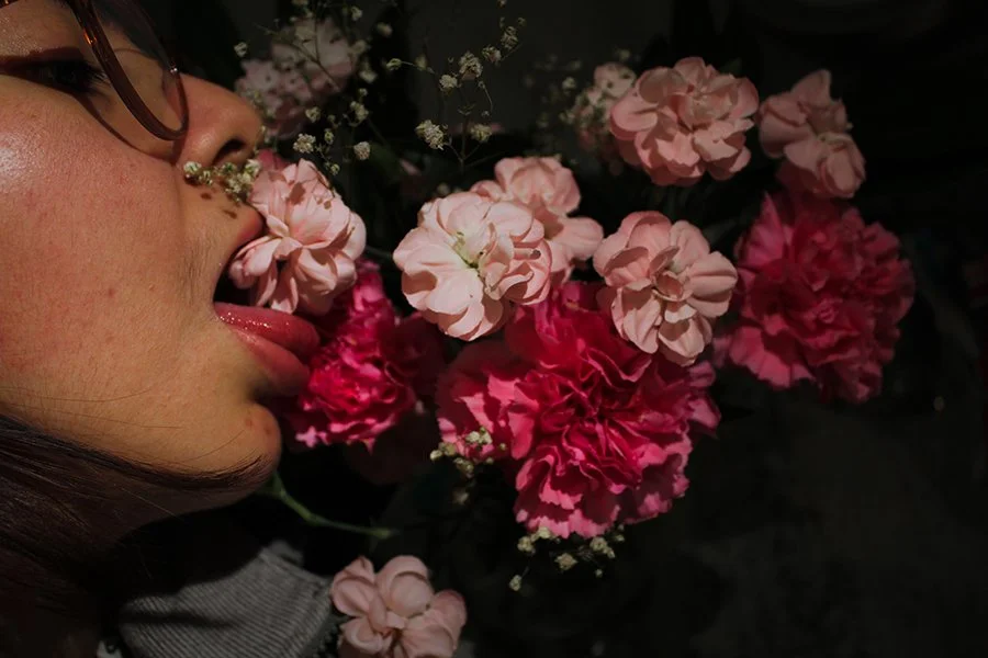  La feminidad , 2023, Inkjet print, 19 ¾ x 27 ½ inches.
 
 
During the making of this piece I found myself struggling with the meaning of “feminine.” Whether it was for an audience or myself I was scared of being perceived in a way that was out of my