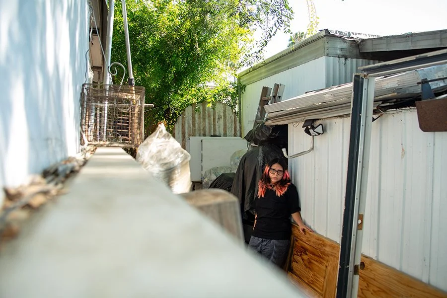  Shadows , 2024, Inkjet print, 16 x 20 inches.
 
 
Nostalgia is the root of my problems. No matter how many times I circle around the house, I can never find the little girl who lived here too. She used to hide outside the whole time.