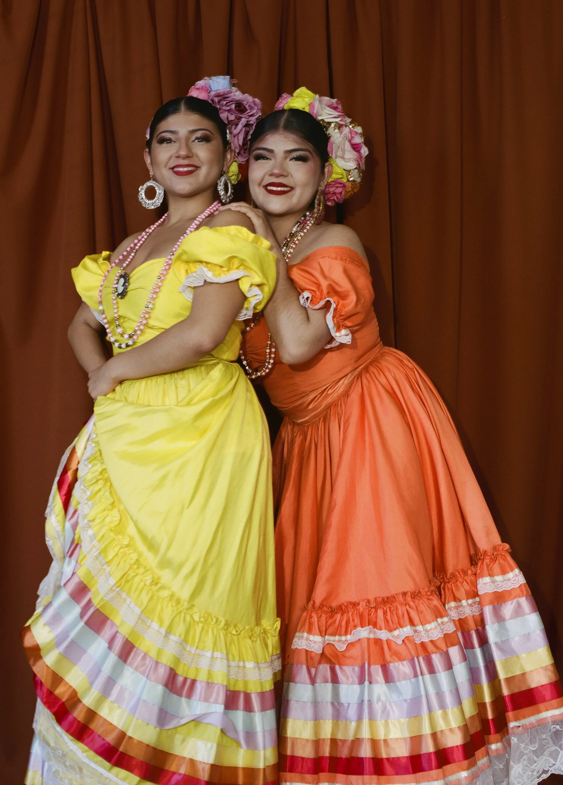 Julissa & Myriam Martinez, 2026
 
27½ x 19¾ inches 
 
 
First-generation folklorico dancers, members of Folklórico Revolución. 
 
 
“Ballet folklorico is a way I can express myself; it's a celebration of my identity.” -Julissa
 
 
“Ballet folklorico 