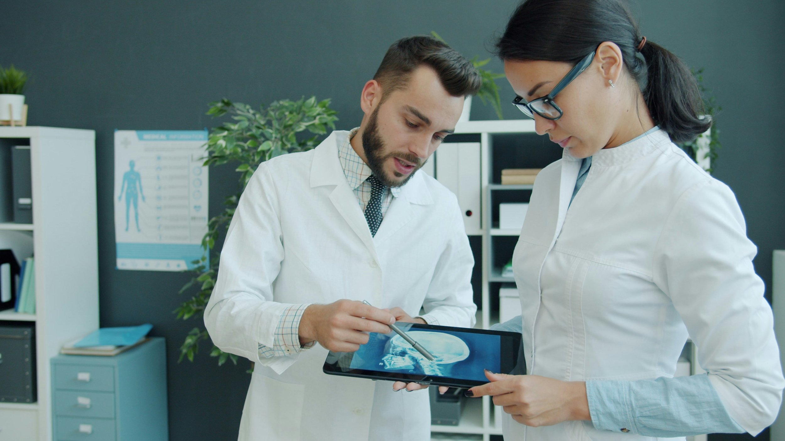 medical professional reviewing chart