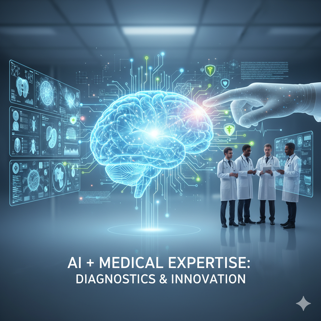 Image showing how AI and medical expertise provide diagnostics and innovation