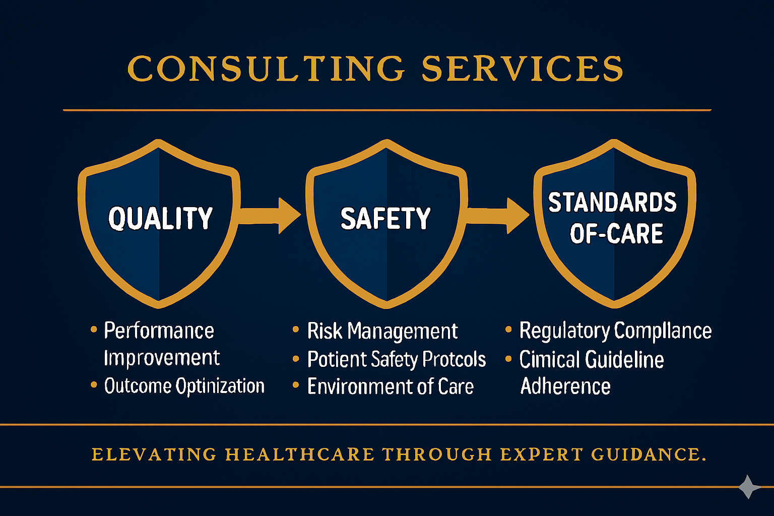Professional Infographic showing how quality, safety and standards of care can be improved using expert guidance