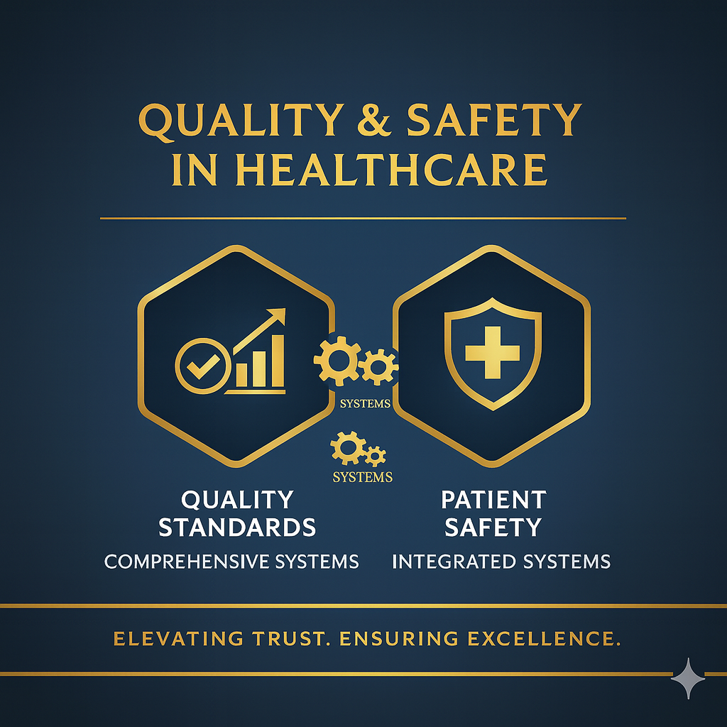 professional infographic showing quality and safety in healthcare