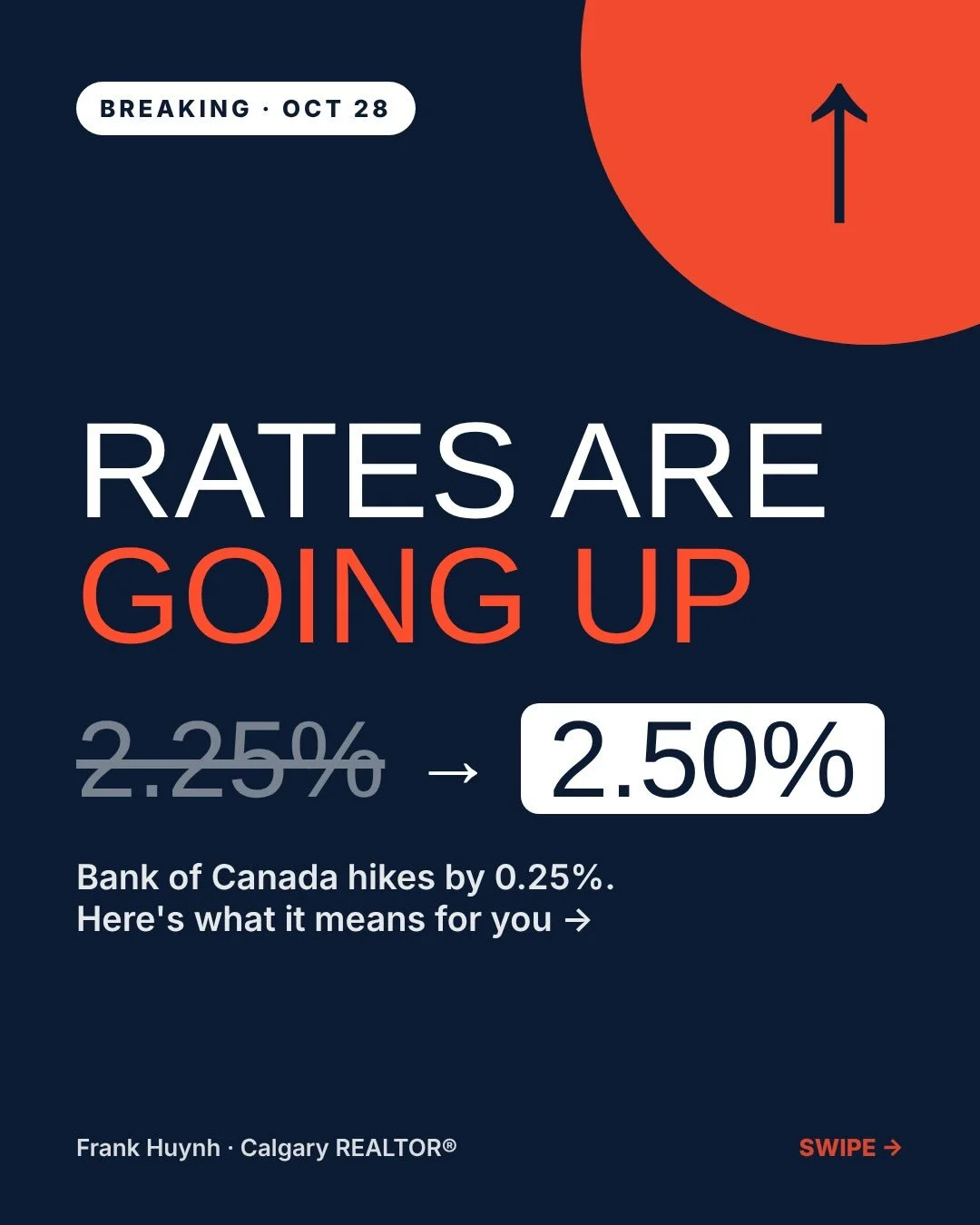 Okay my friends! @thebankofcanada just announced today (10/28/2026) that rates are going up! 

Lets be frank.. You may or not care but check out why it happend and how it may impact you .. otherwise let&rsquo;s run together and chat lol! 🤩