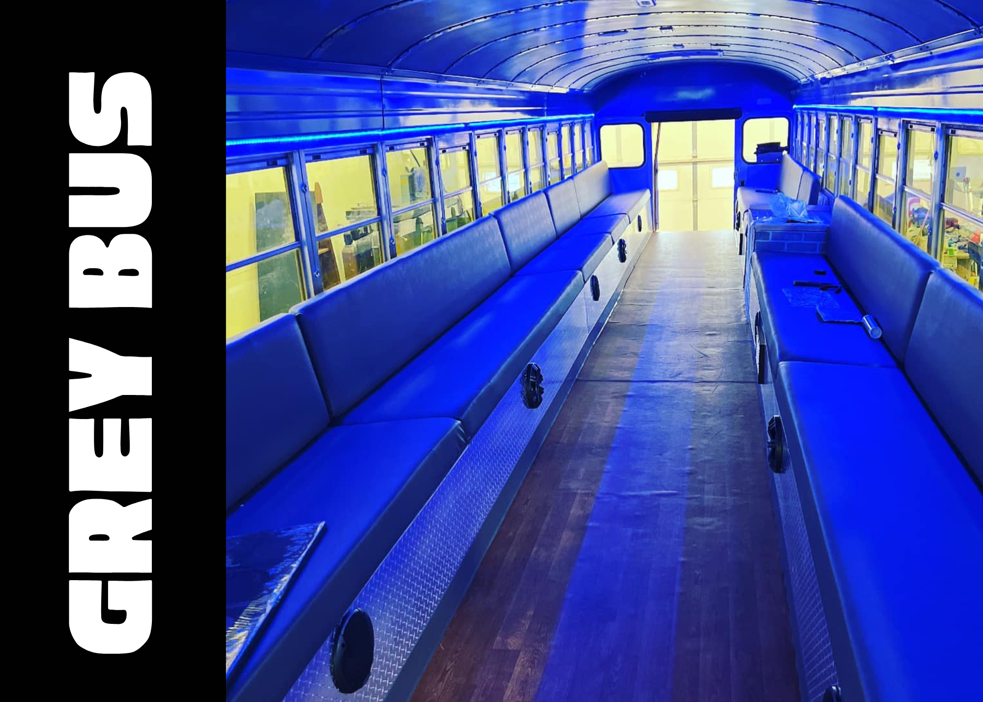Spacious party bus with seating for large groups in the Okoboji area